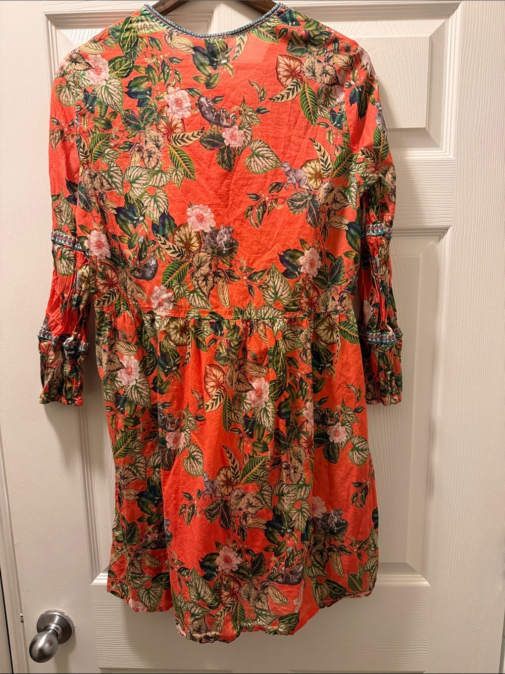 Johnny Was Coral Floral Long Sleeve Boho Dress - Picture 6 of 6